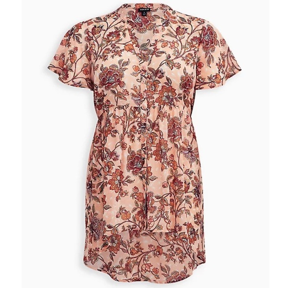 Torrid Lexie Hi-Low Babydoll Chiffon Floral Top - Picture 5 of 12